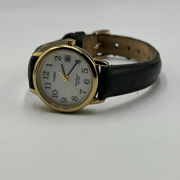 3/$30 Timex Watch Women Gold Tone White Dial Date Window Water Resistant - Picture 9 of 15